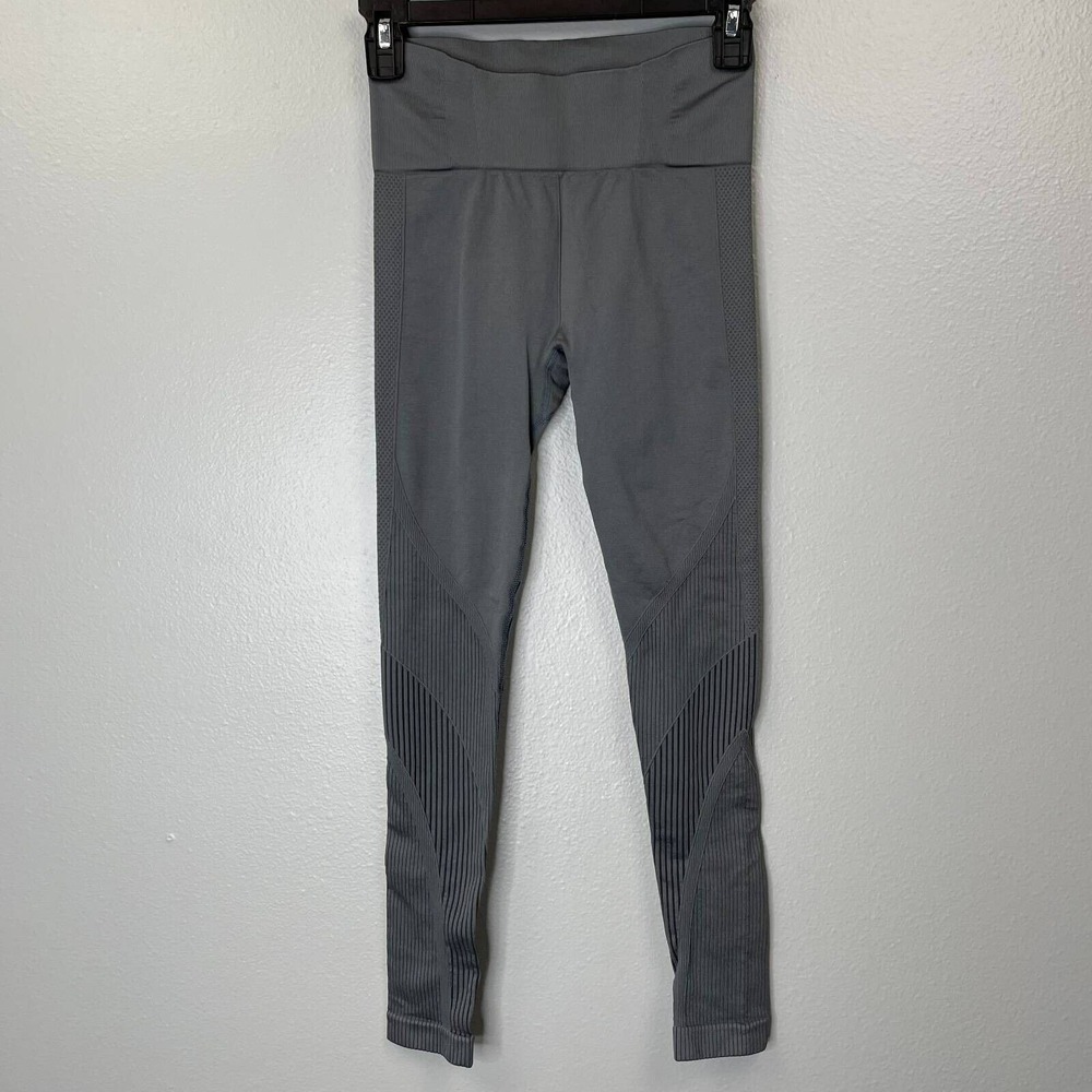 Zyia Active Leggings Womens Small Gray High Waist Ribbed Compression Yogaβ Pants